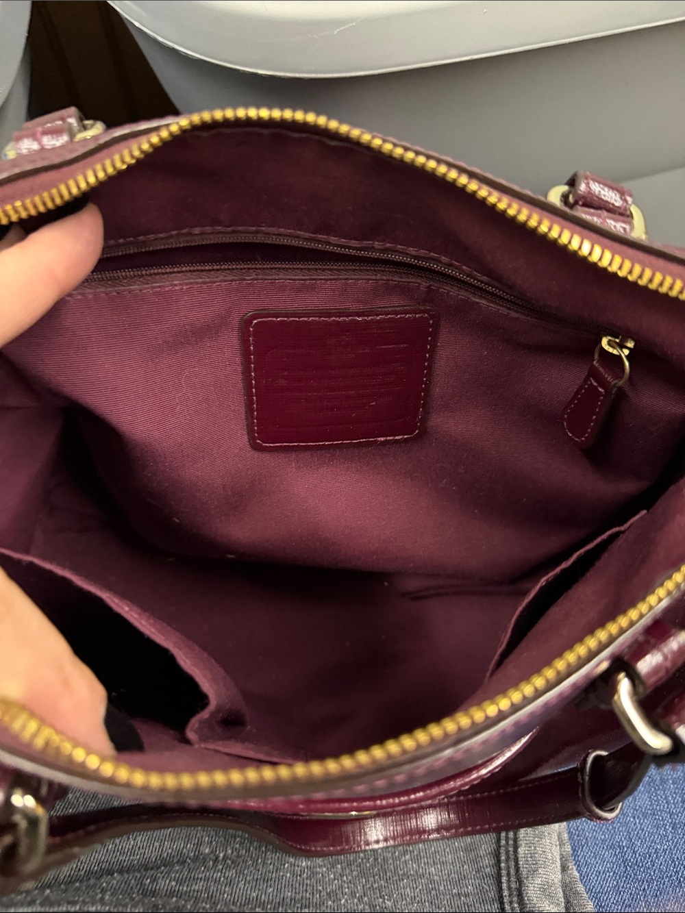 Coach Plum Peyton Patent Leather Satchel with Gold Hardware - Picture 15 of 15